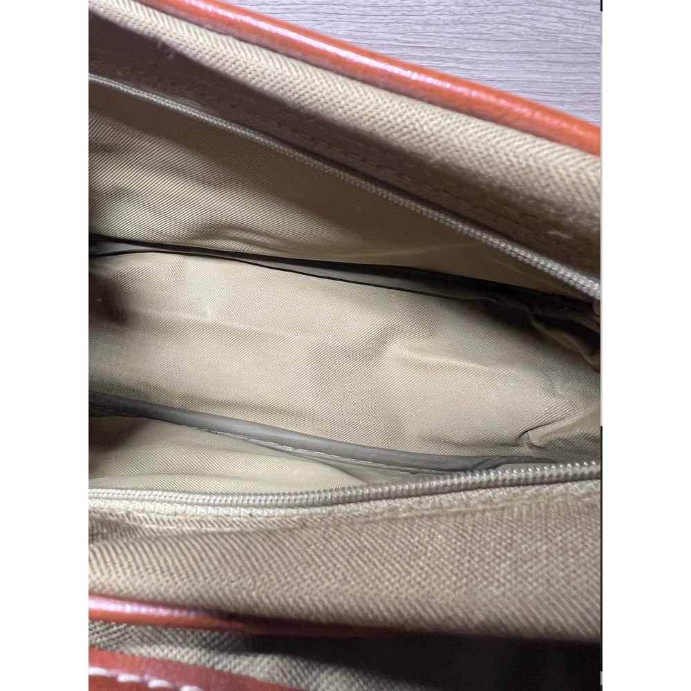 Chaps Ralph Lauren Canvas Leather Trim Toiletry Bag Pouch Khaki Brown - Picture 5 of 6